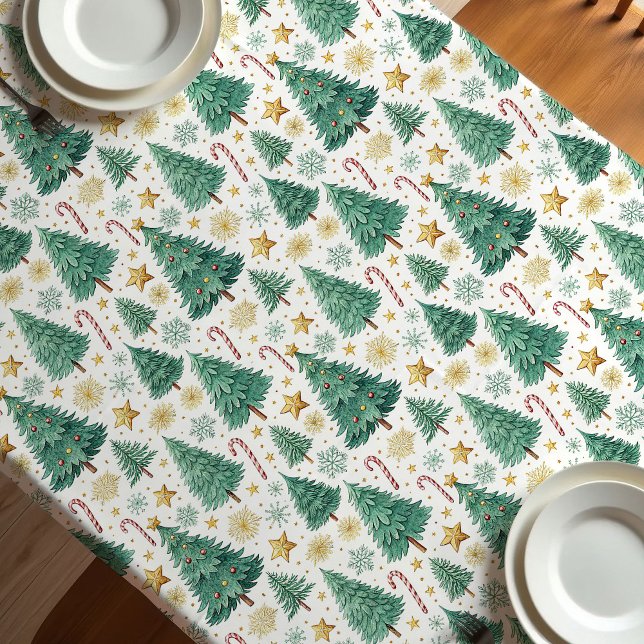 Nappe de table de Noël moderne festive (Modern Christmas trees festive holiday tablecloth)