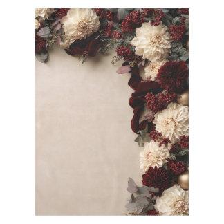 Nappe de table florale de Noël Burgundy Dahlia