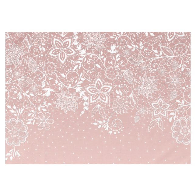 Nappe Dentelle blanche élégante florale et conception de (Devant (Horizontal))
