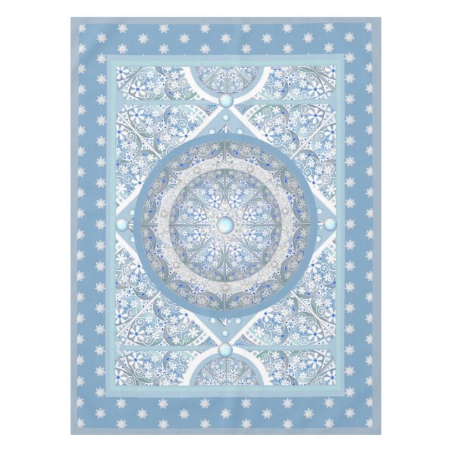 Nappe Dentelle en céramique bleu clair & flocon de neige (Devant)