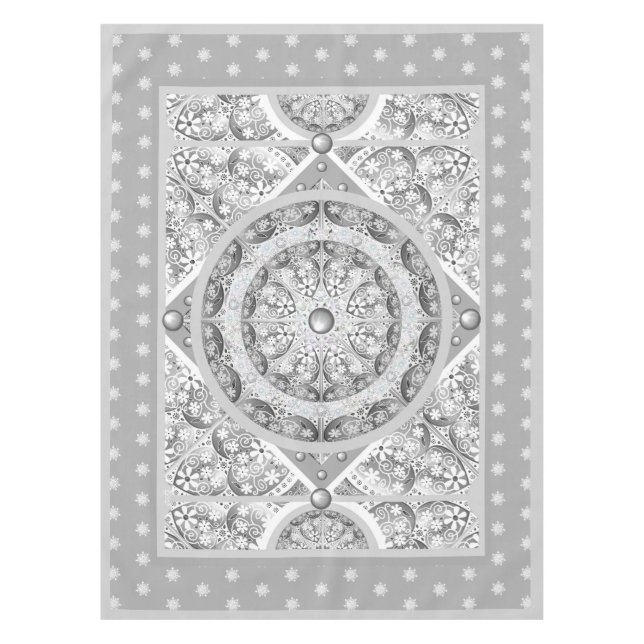 Nappe Dentelle en céramique grise et flocon de neige (Devant)