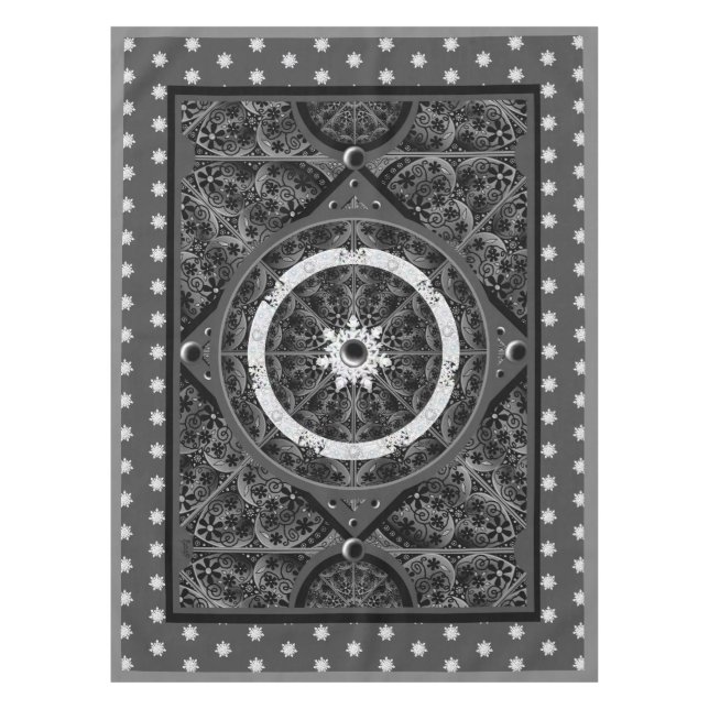 Nappe Dentelle en céramique noir & flocon de neige (Devant)
