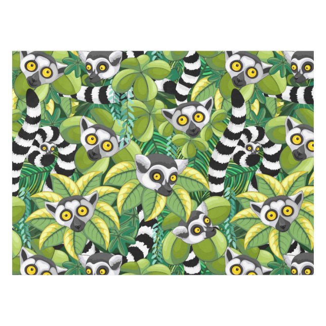 Nappe Des lémuriens de Madagascar dans la jungle exotiqu (Devant (Horizontal))