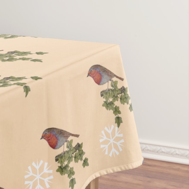 Nappe design saisonnier avec feuille de lierre et robin  (In Situ)