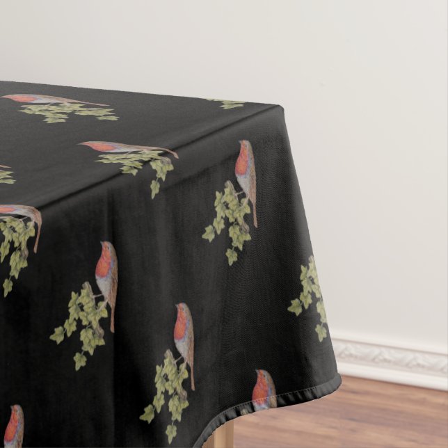 Nappe design saisonnier avec feuille de lierre et robin  (In Situ)