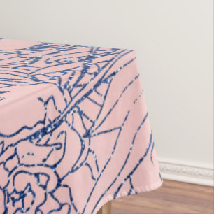 Nappe Design stylé métal marine bleu et rose floral