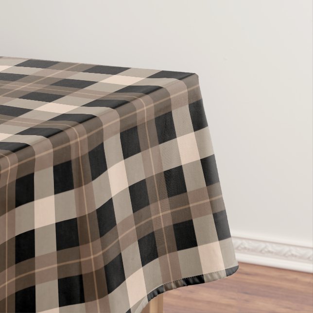 Nappe Designer plaid / tartan motif brun et noir (In Situ)