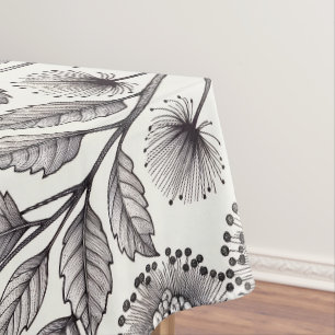 Nappe Dessin botanique détaillé mis en valeur par des po