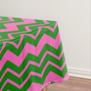 Nappe Dessin chevron zigzag vert rose