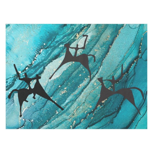 Nappe Dessin de la grotte préhistorique de trois chevaux (Devant (Horizontal))