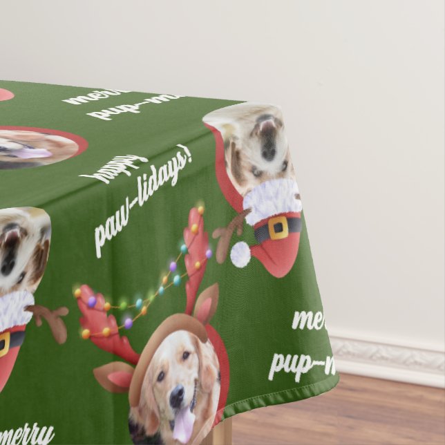 Nappe Deux rennes photo de chien Joyeux Noël Vert grand (In Situ)