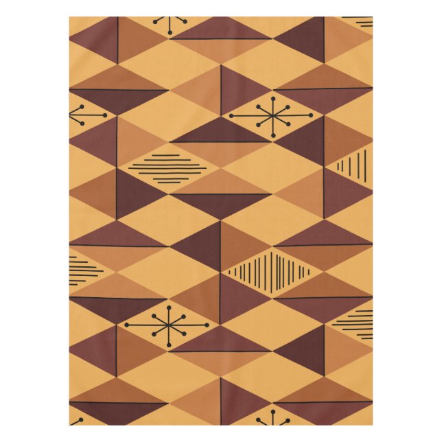 Nappe Diamants d'art de l'ère atomique Ochre Maroon (Devant)