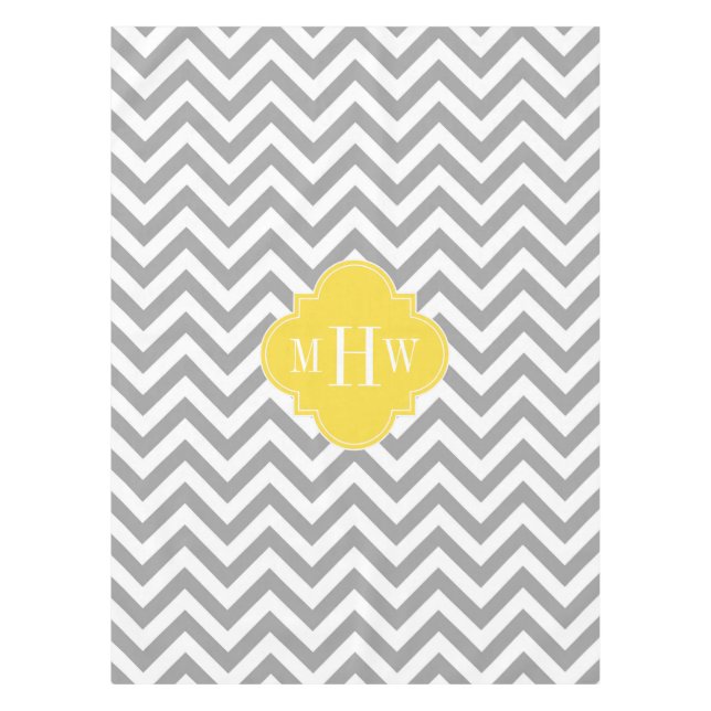 Nappe Dk Gray Lg Chevron Pineapple Quatrefoil 3 monogram (Devant)