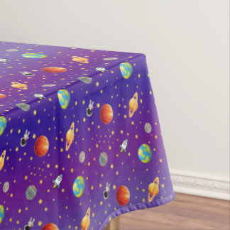 Nappe Donkerblauw Heelal Tafelkleed met Planeten&Sterren
