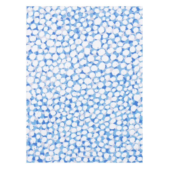 Nappe Doodle Bleu Chiens Blancs Floral Fleur Aquarelle (Devant)