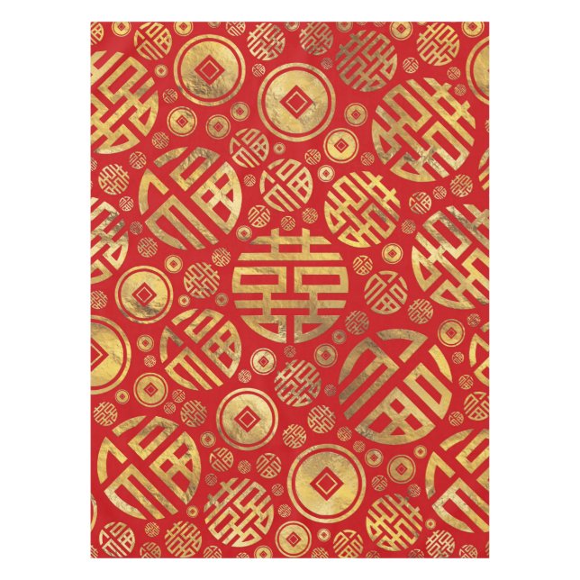 Nappe Double bonheur et motif chinois de pièces de (Devant)