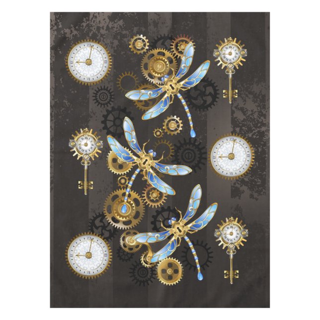 Nappe Dragonflies de Steampunk sur arrière - plan rayé b (Devant)