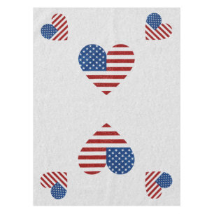 Nappe Drapeau Américain Cœur 4 Juillet Paillettes