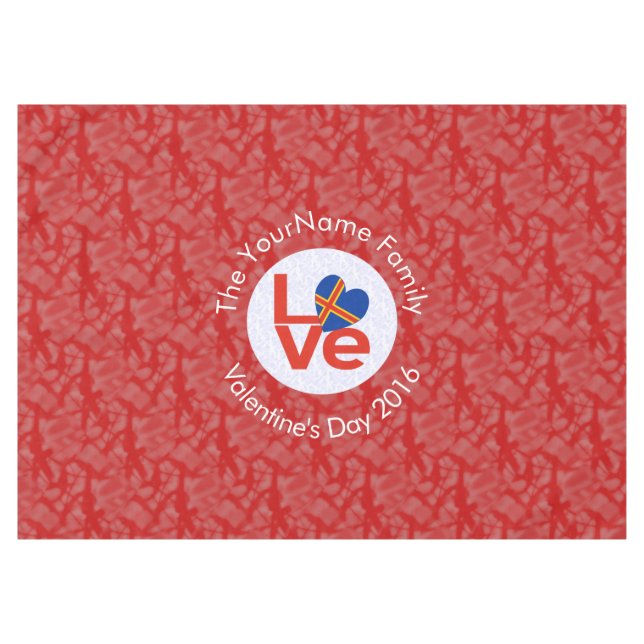 Nappe Drapeau des Îles Åland Coeur Rouge Amour (Devant (Horizontal))