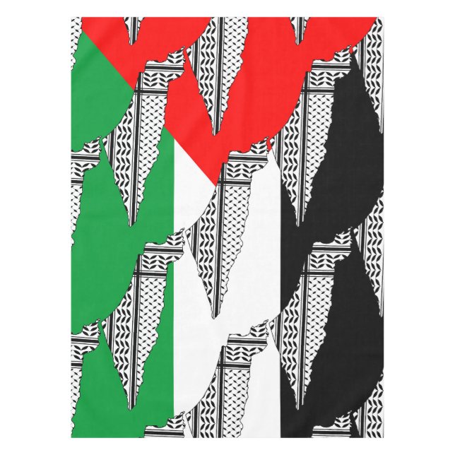 Nappe Drapeau palestinien et carte avec Motif Keffiyeg (Devant)