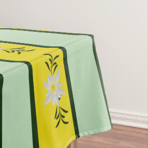 Nappe Edelweiss vert et jaune rayé
