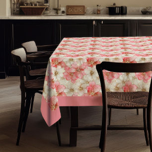 Nappe Élégant aquarelle rose pâle et floral chic or
