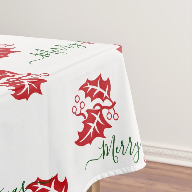 Nappe Élégant blanc personnalisé Noël Holly (In Situ)