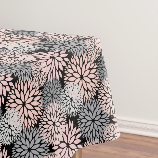 Nappe Élégant bleu rose gris dahlia floral (In Situ)