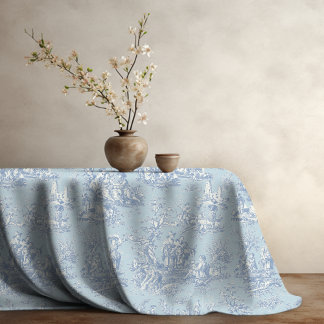 Nappe Elégant bleu vintage gris toile de jouy imprimé