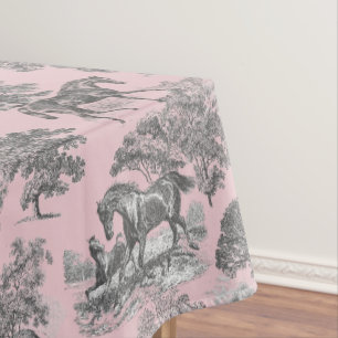 Nappe Elégant Chic Grey Rose Rustique Horses Toile