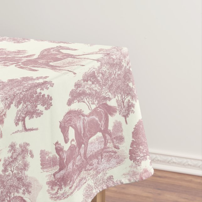 Nappe Elégant Chic Rose Rustique Horses Toile (In Situ)