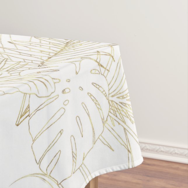 Nappe Elégant design de traits d'or feuille tropicaux (In Situ)