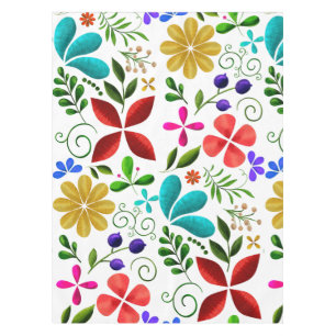 Nappe Élégant floral blanc d'inspiration latino-américai