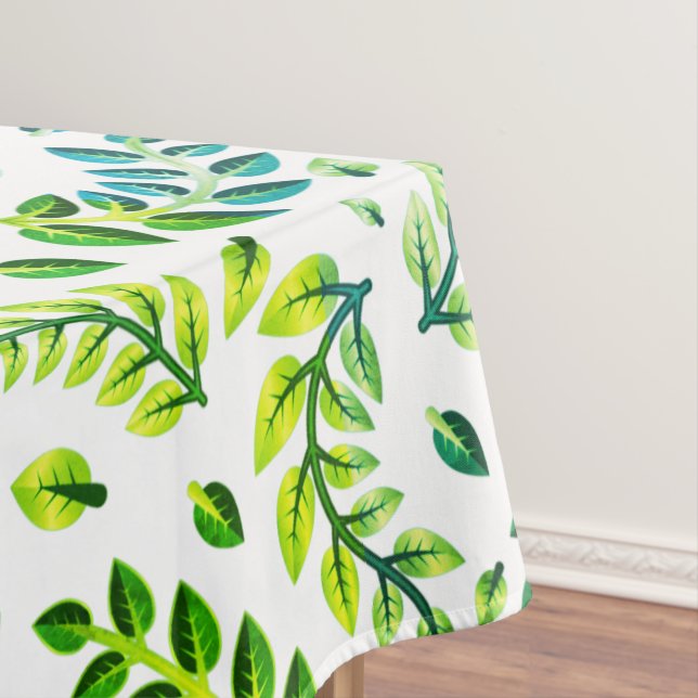 Nappe Elegant Leaves Green Lemon Turquoise (In Situ)