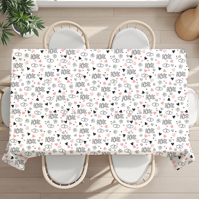 Nappe Elegant Love Text Lettering Valentine Tablecloth   (Elegant Love Text Lettering Valentine Tablecloth Hearts)