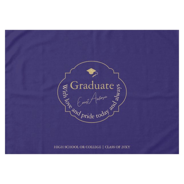 Nappe Élégant Moderne Bleu Or Casquette diplômé (Devant (Horizontal))