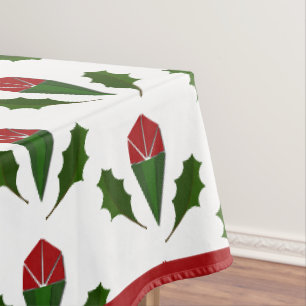Nappe Élégant Motif Vibrant Roses rouges, Green Holly Ar