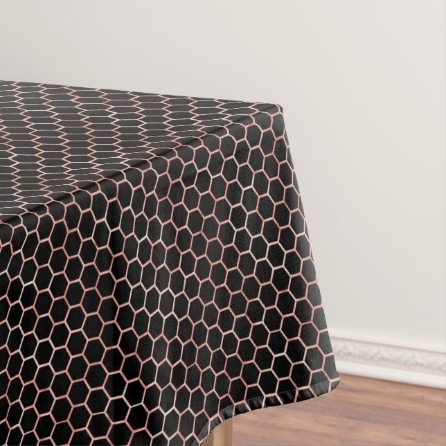 Nappe Elégant Noir & Or Bee Honeycomb Motif (In Situ)