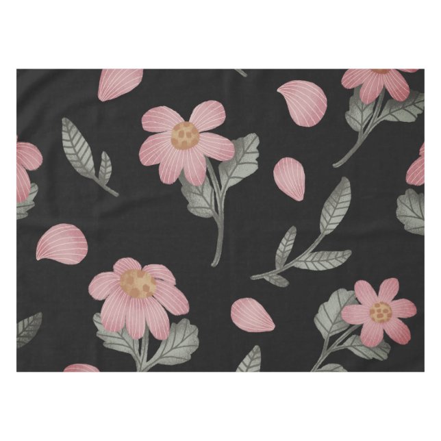 Nappe Élégant noir rose vert floral (Devant (Horizontal))