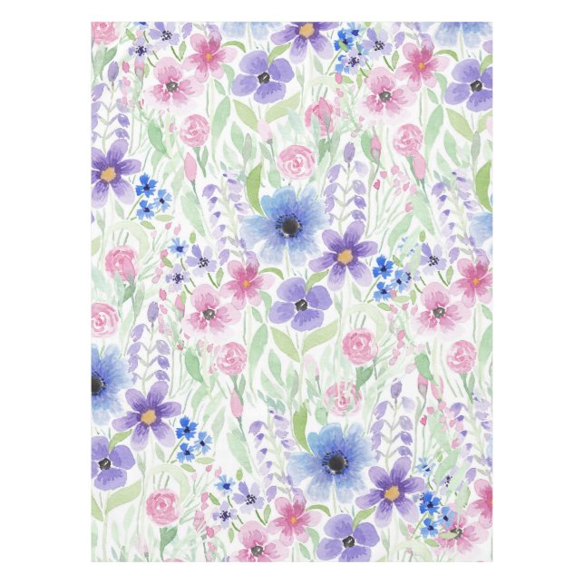 Nappe Elégant Pays Rose violet bleu Aquarelle (Devant)