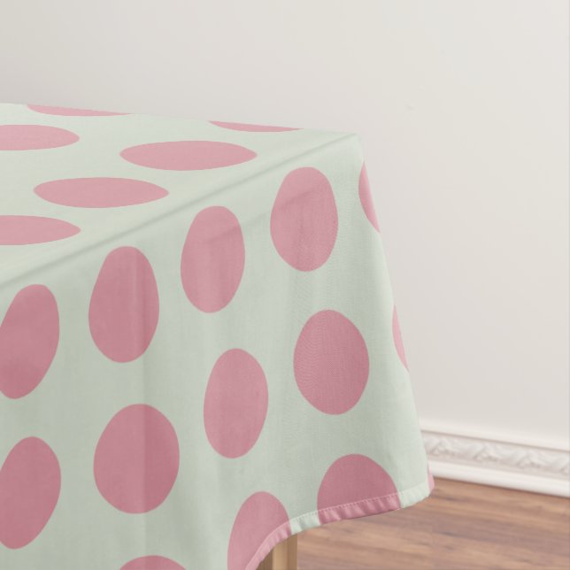 Nappe Élégant Pois rose Arrière - plan vert clair (In Situ)