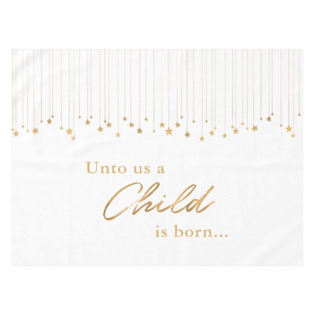Nappe Élégant pour nous l'enfant est né or blanc Noël (Devant (Horizontal))