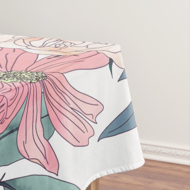 Nappe Elégant rose Fleurs Aquarelle Floral (In Situ)