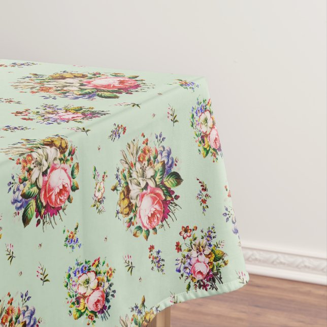 Nappe Élégant Rose Vintage motif floral sur la taille (In Situ)