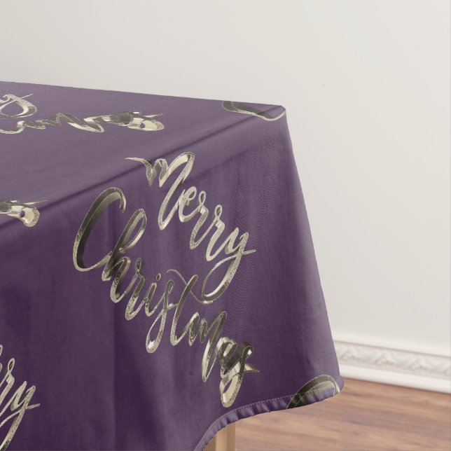 Nappe Élégant script aubergine aubergine Joyeux Noël (In Situ)