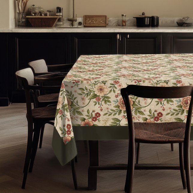 Nappe Élégant Shabby Chic subtil Broderie Florale (Elegant Shabby Chic Subtle Floral Embroidery Tablecloth)
