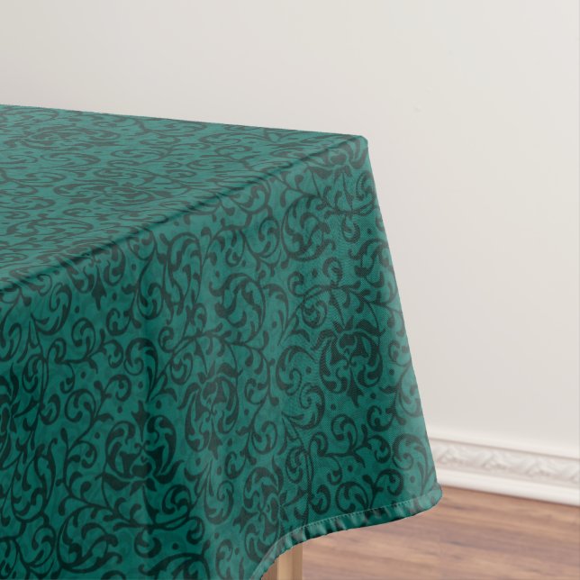 Nappe Elégant Vert William Morris Style Floral Damask (In Situ)