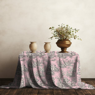 Nappe Élégant vintage rose gris toile d jouy imprimé