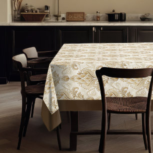 Nappe Elégante aquarelle Damask ivoire d'inspiration vic