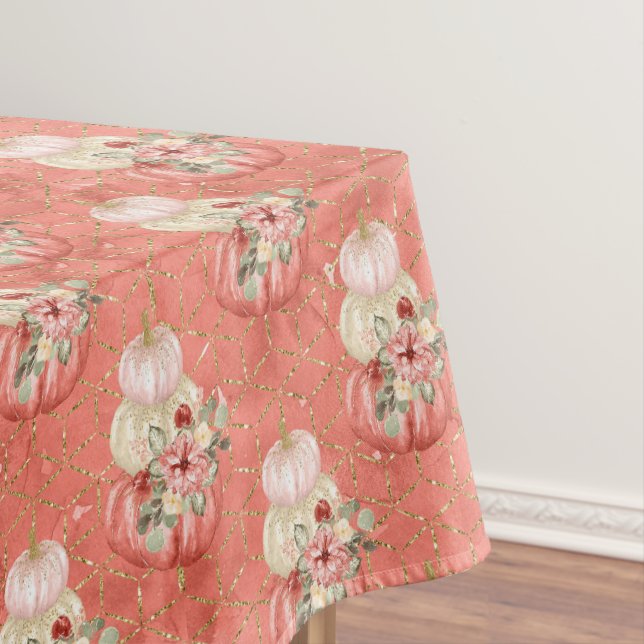 Nappe Elégante Aquarelle mignonne Crème rose Citrouilles (In Situ)